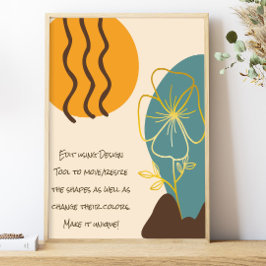 Póster Boho da forma a simple cotización de la flor de or