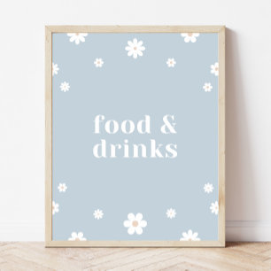 Póster Boho Daisy Food & Bebidas Rótulo de fiesta de cump