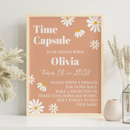 Póster Boho Daisy Poster de la cápsula del día de nacimie