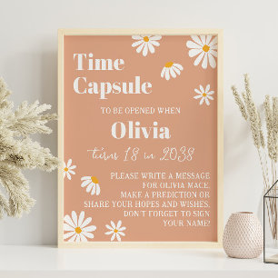 Póster Boho Daisy Poster de la cápsula del día de nacimie