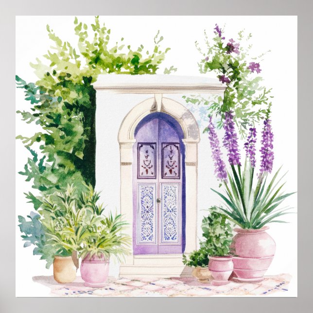 Póster Boho de acuarela de pueblo marroquí (Frente)