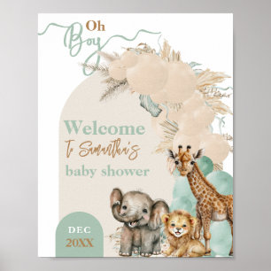 Póster Boho de animales salvajes Oh Boy Bienvenida Baby S