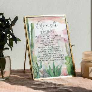 Póster Boho Desert Cactus Baby Shower Diaper Game Rótulo