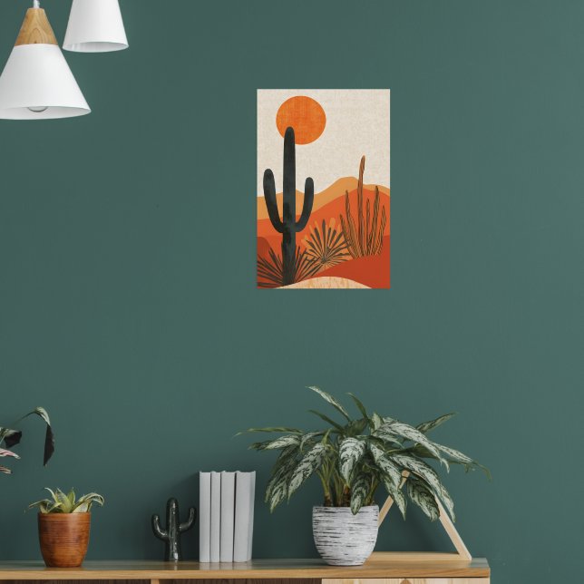 Póster Boho Desert Cactus Sunset Landscape (Salón 1)