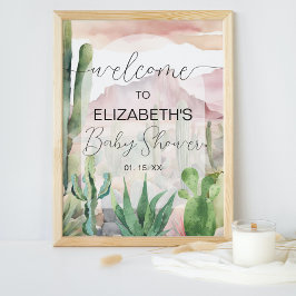 Póster Boho Desert Nature Cactus Signo de bienvenida de B