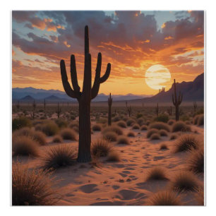 Póster Boho Desert Sunset