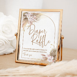 Póster Boho Diaper Raffle Game Pampas Grass Baby Shower