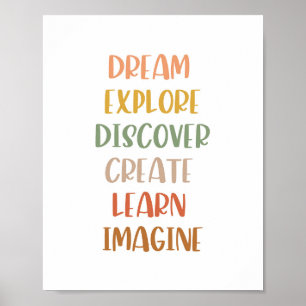 Póster Boho Dream Explore Discover Create Learn Poster