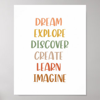 Póster Boho Dream Explore Discover Create Learn Poster