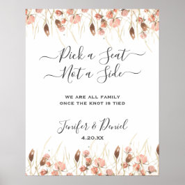 Póster Boho Dried Watercolor Floral Boda
