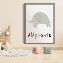 Póster Boho éléphante Nursery Room Wall Art