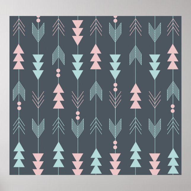 Póster Boho estilo bohemio: Patrón étnico sin foco (Frente)