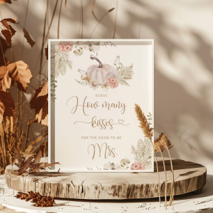 Póster Boho Fall adivina cuántos besos de ducha de novia