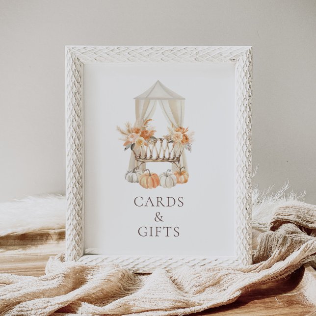 Póster Boho Fall Floral Baby Shower Cards and Gifts Rótul (Subido por el creador)