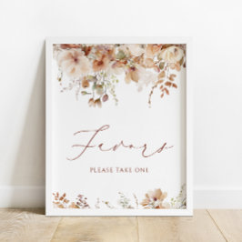 Póster Boho Fall Floral Baby Shower favorece el Rótulo