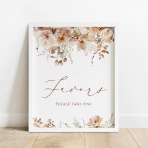 Póster Boho Fall Floral Baby Shower favorece el Rótulo