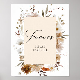 Póster Boho Fall Floral Favor Fiesta Poster