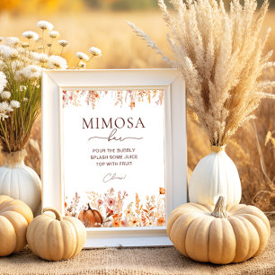 Póster Boho Fall Pumpkin Bridal Shower Mimosa Bar