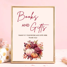 Póster Boho Fall Pumpkin Libros y Regalos Baby Shower