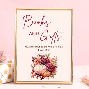 Póster Boho Fall Pumpkin Libros y Regalos Baby Shower