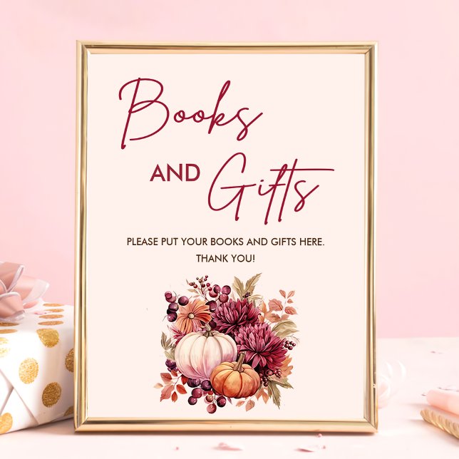 Póster Boho Fall Pumpkin Libros y Regalos Baby Shower (Subido por el creador)