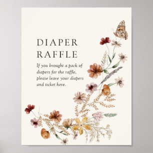 Póster Boho Fall Rótulo de Diaper Raffle