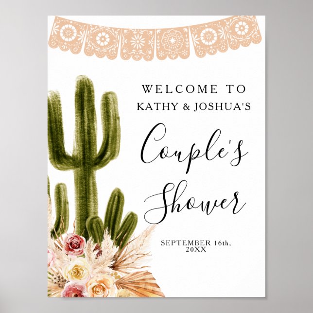 Póster Boho Fiesta Taco 'bout Love Couple Shower Welcome (Frente)