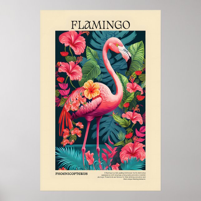 Póster Boho Flamingo Print Tropical Bird Wall Art (Frente)