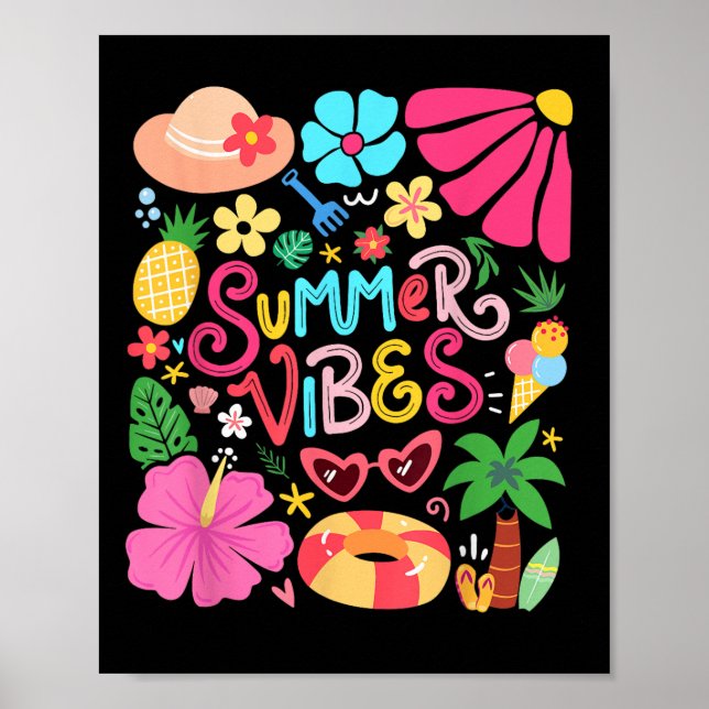 Póster Boho Flor Hola Summer Vibes Funny Beach Life Me (Frente)