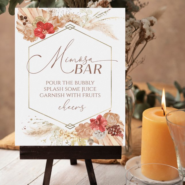 Póster Boho Floral Bridal Shower Mimosa Bar Rótulo (Subido por el creador)