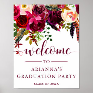 Póster Boho Floral Firma de bienvenida de la fiesta de