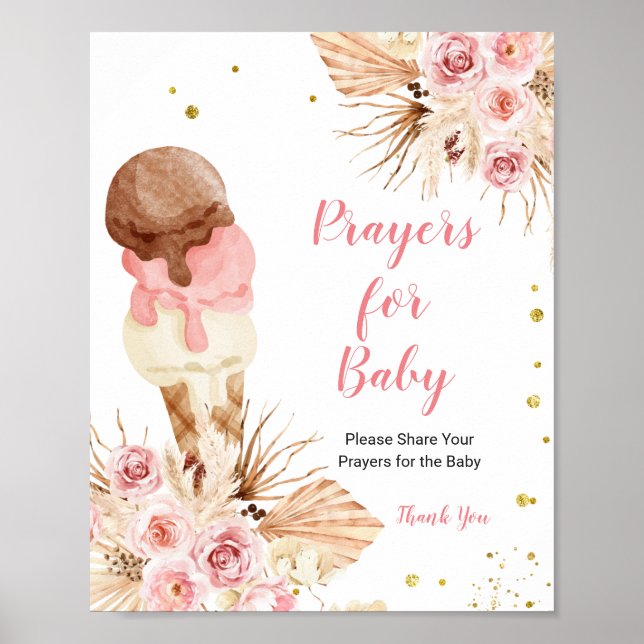 Póster Boho Floral Ice Cream Pradesh para el bebé (Frente)