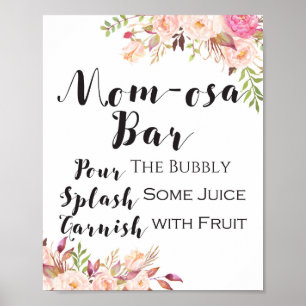 Póster Boho floral MOM-osa bar Sign