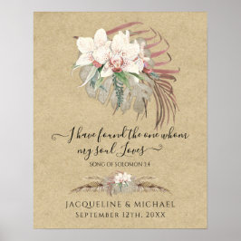 Póster Boho Floral Orquídea Blanca Pampas Boda de Grasa