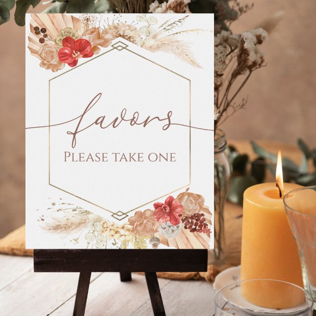 Póster Boho Floral Terracotta Bridal Shower Favor Rótulo (Subido por el creador)