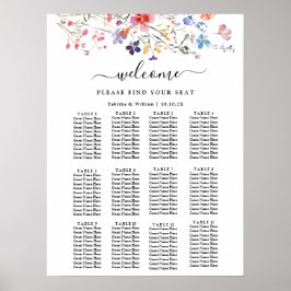 Póster Boho Floral wildflower wedding Seating Chart