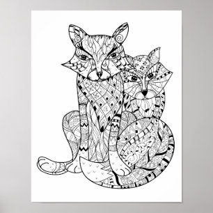 Póster Boho Fox Doodle 2