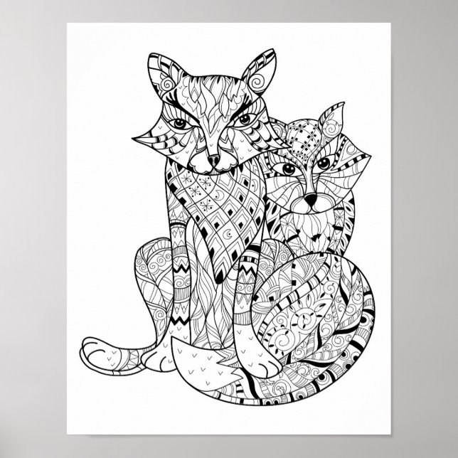 Póster Boho Fox Doodle 2 (Frente)