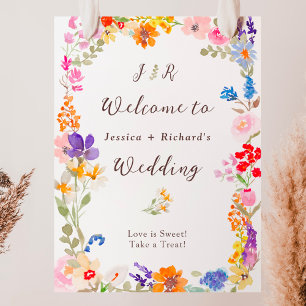 Póster Boho garden verano con iniciales florales boda bie