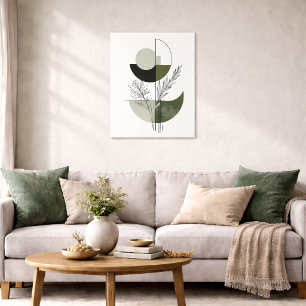 Póster Boho Geométrico Botánico Verde Elegante