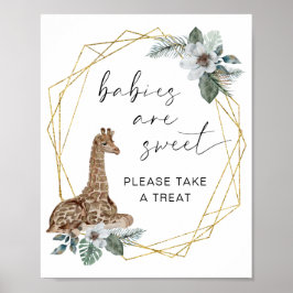 Póster Boho Giraffe Los Bebés Son Dulces Tomen Un Rótulo