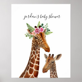 Póster Boho Giraffe Mama + Baby Shower Poster