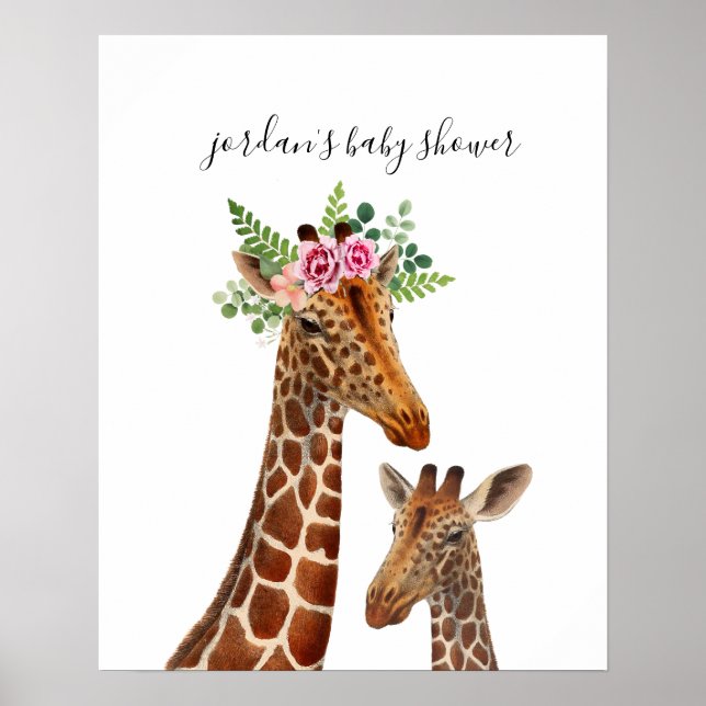 Póster Boho Giraffe Mama + Baby Shower Poster (Frente)