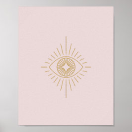 Póster Boho Gold & Pink Diamond Eye Dorm Room Wall Art |