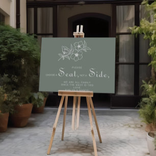 Póster Boho Green Choose a Seat Not a Side Wedding