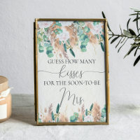 Boho Green Eucalyptus Pampas adivina juego de beso