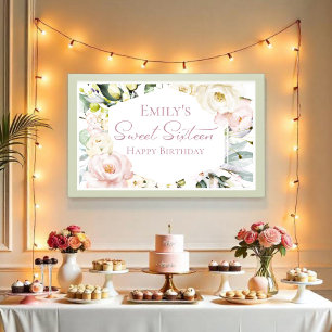 Póster Boho Greenery Marco Floral Dulce Dieciséis Pancart