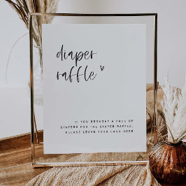 Póster Boho Heart Diaper Raffle Rótulo Baby Shower E100