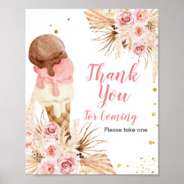 Póster Boho Helado Gracias por venir Rótulo Favor