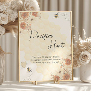 Póster Boho Honey Bee Baby Shower Pacifier Hunt